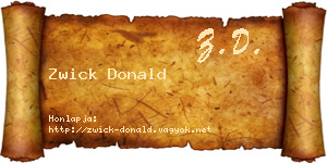 Zwick Donald névjegykártya